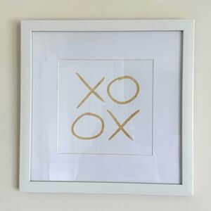 Framed XO Gold Wall Art Modern Nursery Bedroom Wedding Love Valentine Decor
